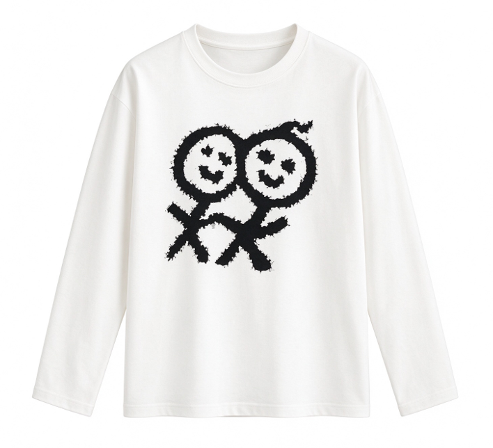 グランジ風Y2Kデザインのレディース長袖Tシャツ。手描きの漫 - Street Fashion Y2K のレビューと価格